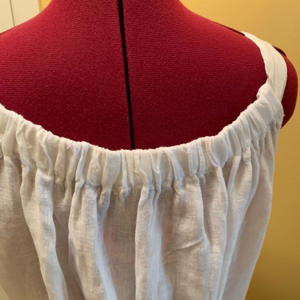 White Linen Sundress with Belt and Button detail - Picture 9 of 11
